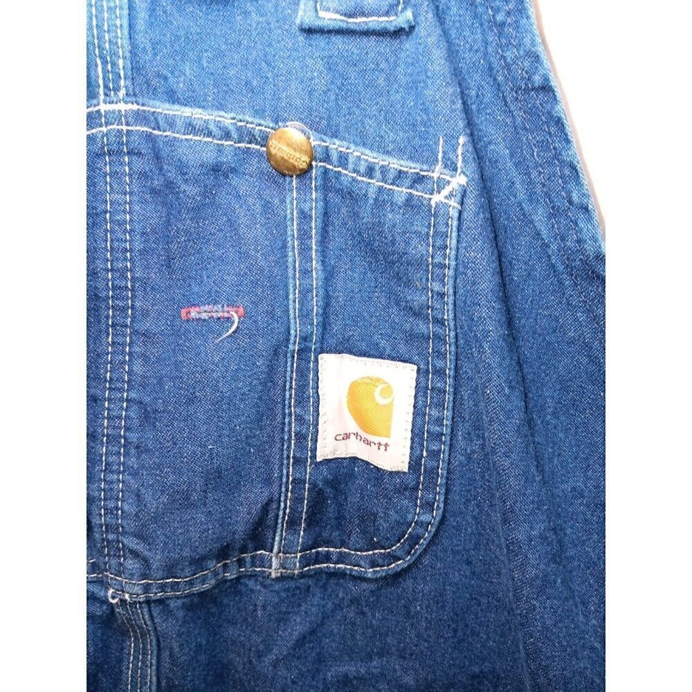 Vintage Carhartt Union Made In USA Distressed Denim Overalls Men's size 48-30 - Picture 4 of 8